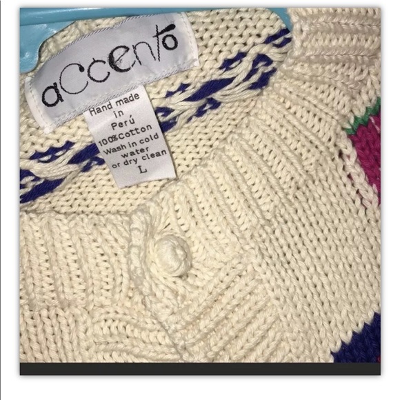 Accento Vintage Boho Aztec Grandpa Cardigan L XC - Picture 4 of 5